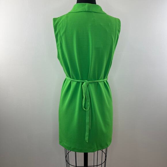 NWT Zara Green Tied Blazer Dress Sleeveless Mini Short V-Neck 7901/144 S NEW - Picture 4 of 8